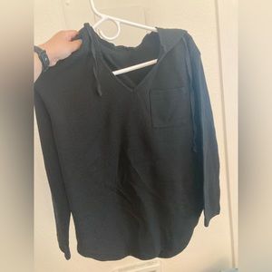 Hooded longsleeve waffle shirt
